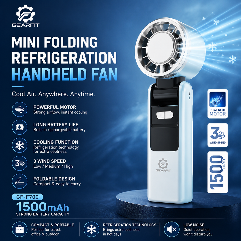 Mini Folding Refrigeration Handheld Fan – 15W |Pwolimarket
