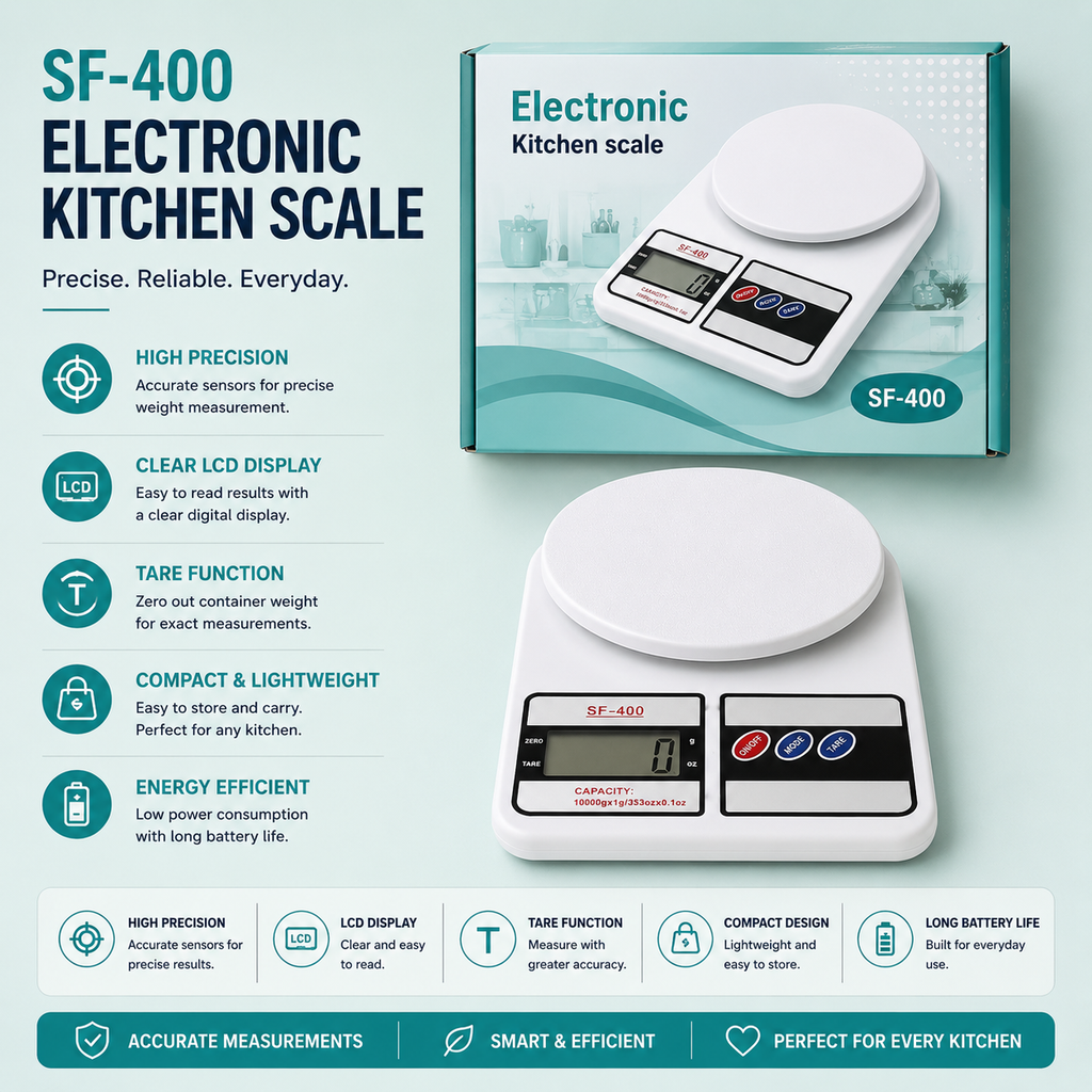 Digital Kitchen Weighing Scale SF-400 | 10kg Electronic Food Scale with LCD Display – Pwolimarket
