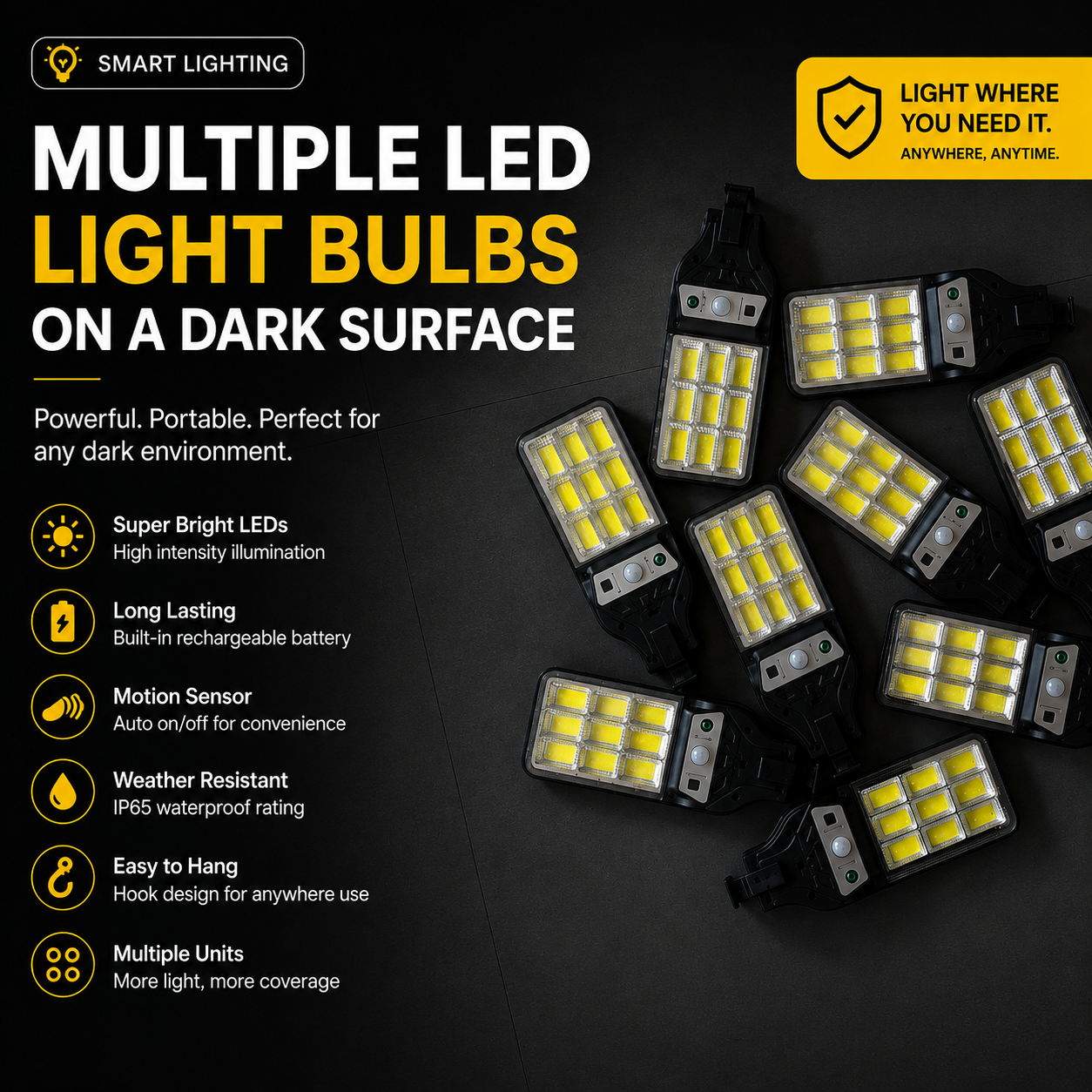 Solar Motion Sensor LED Light Outdoor | Waterproof Wireless Security Wall Light with High Brightness | Pwolimarket