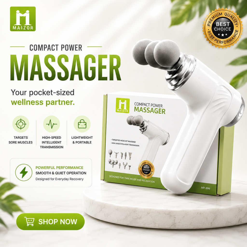 Cordless Electric Body Massager Gun with 6 Heads | Deep Tissue Muscle Relief |Pwolimarket