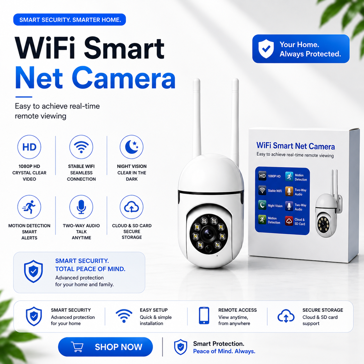 WiFi Smart Security Camera Outdoor | 360° PTZ CCTV Camera with Night Vision & Motion Detection | Pwolimarket