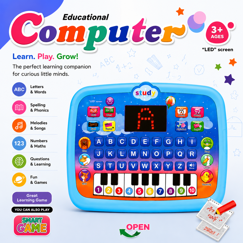 Kids Educational Learning Laptop Toy with Music, Games & Alphabet Keyboard |Pwolimarket
