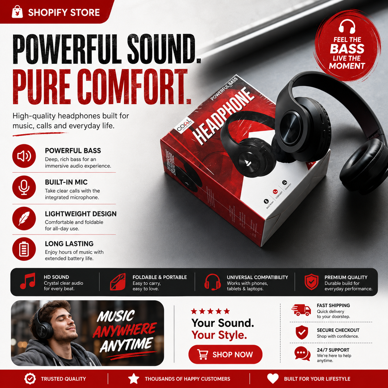 boAt Rockerz 450 Wireless Bluetooth Headphones – Deep Bass, Long Battery & Comfortable Fit |Pwolimarket