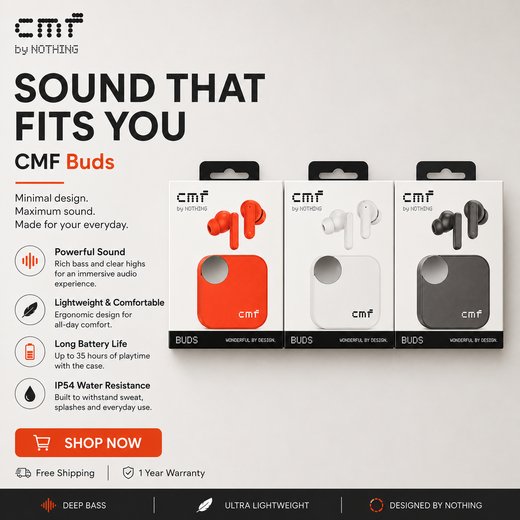 CMF Buds by Nothing True Wireless Earbuds with ANC & Deep Bass |Pwolimarket