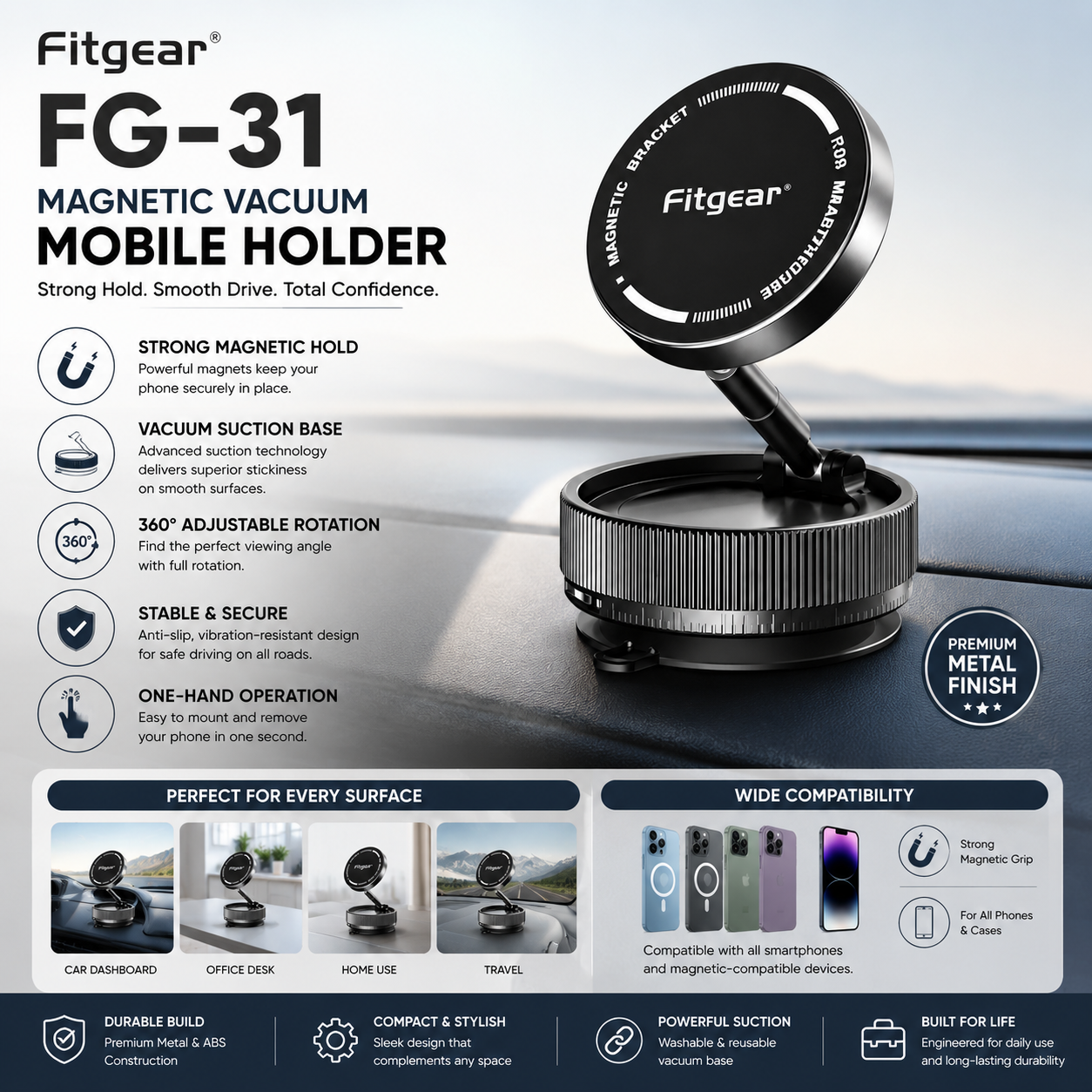 Fitgear FG-31 Magnetic Vacuum Mobile Holder | Pwolimarket