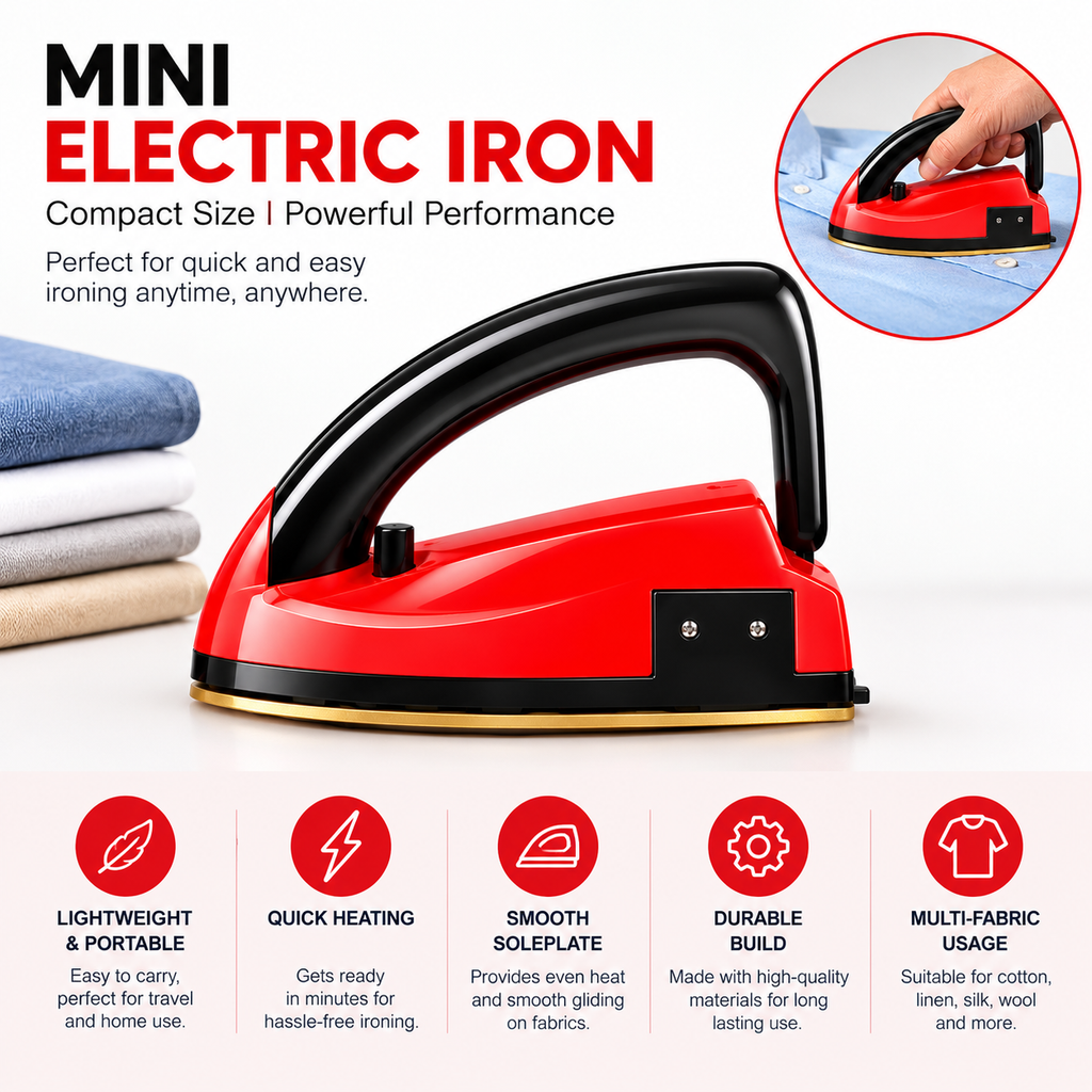 Mini Electric Iron – Compact & Portable Travel Iron | Pwolimarket