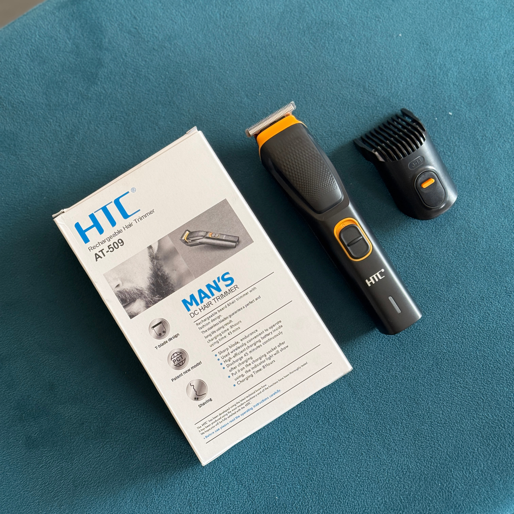 HTC AT-509 Men’s Rechargeable Hair Trimmer | Cordless Beard & Hair Grooming Kit |Pwolimarket
