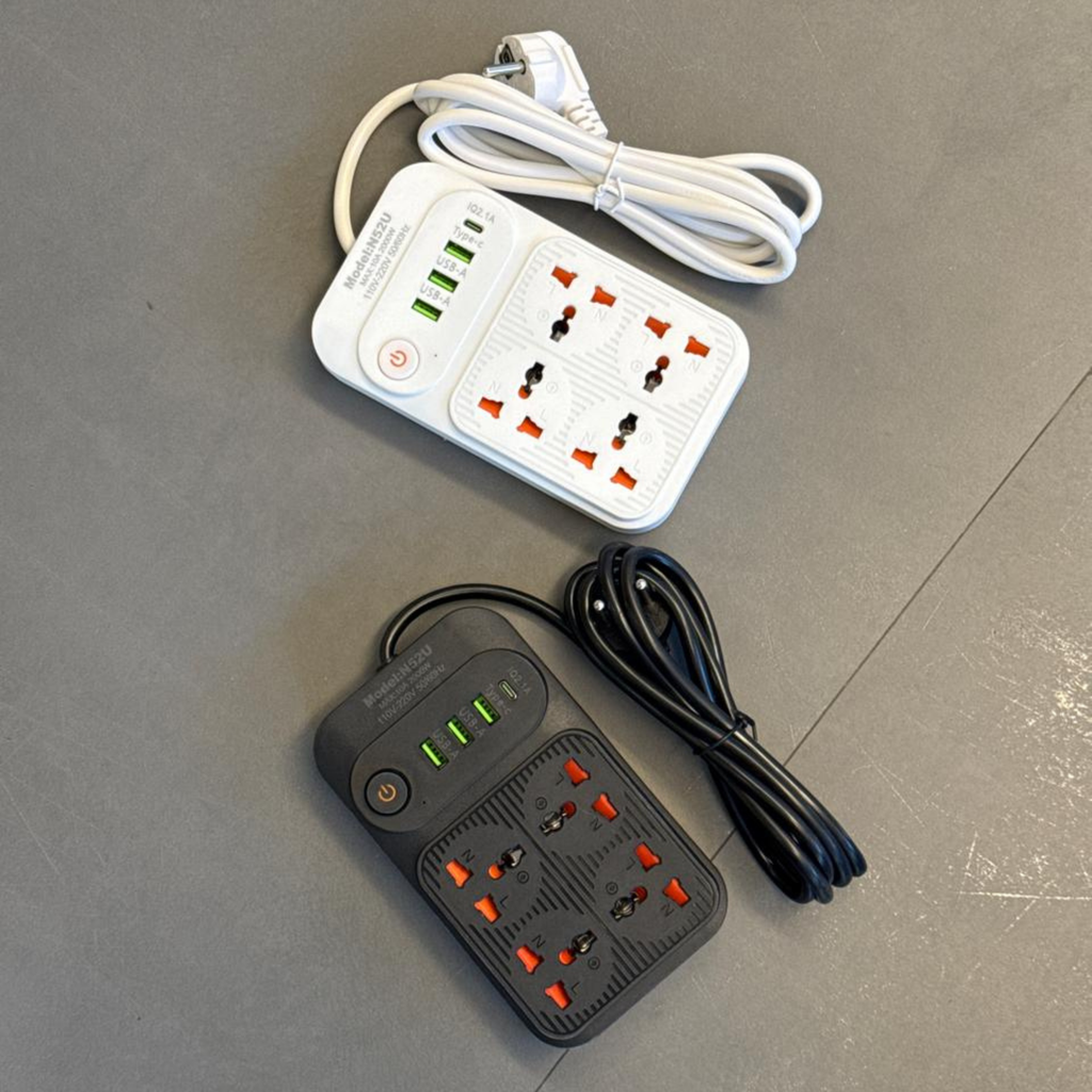 2000W Power Extension Board with USB & Type-C (4 Socket) - 8 in 1 Extension Board