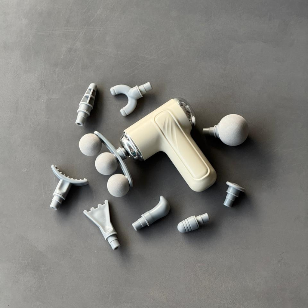 Cordless Electric Body Massager Gun with 6 Heads | Deep Tissue Muscle Relief |