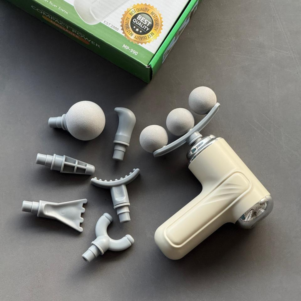 Cordless Electric Body Massager Gun with 6 Heads | Deep Tissue Muscle Relief |