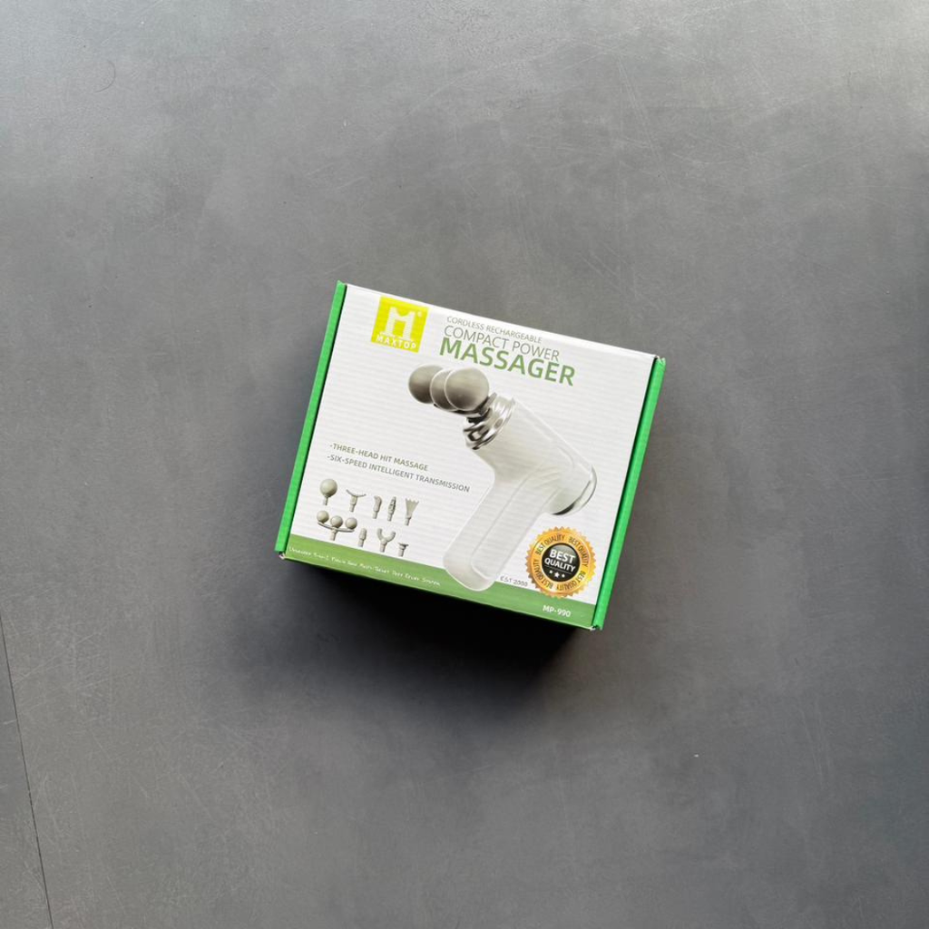 Cordless Electric Body Massager Gun with 6 Heads | Deep Tissue Muscle Relief |