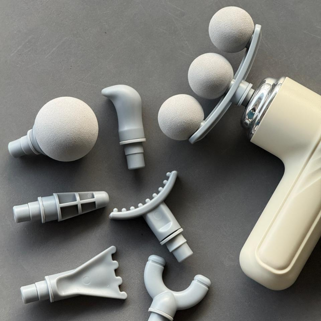 Cordless Electric Body Massager Gun with 6 Heads | Deep Tissue Muscle Relief |