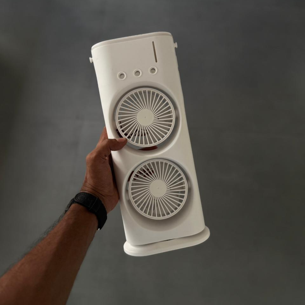 Portable Double-Ended Spray Fan with Mist Cooling | USB Rechargeable Desk Fan – Pwolimarket