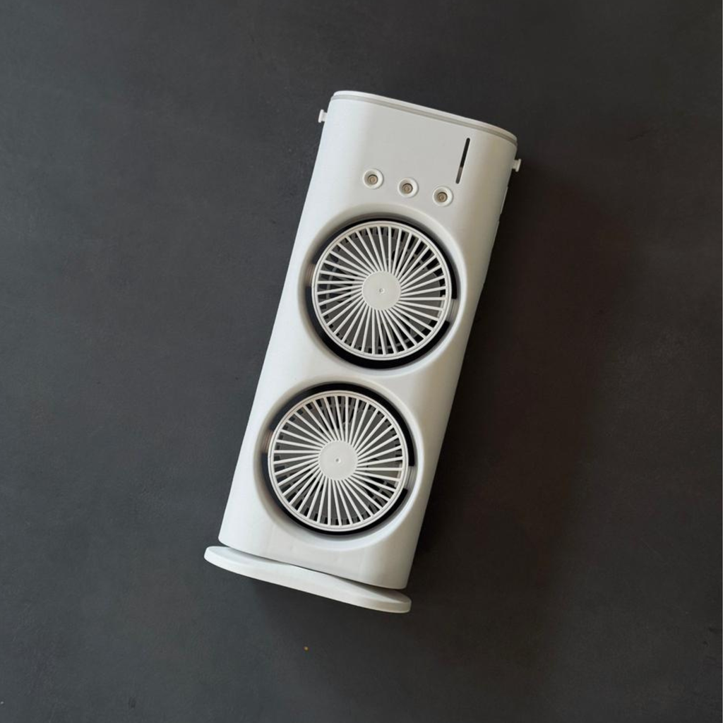 Portable Double-Ended Spray Fan with Mist Cooling | USB Rechargeable Desk Fan – Pwolimarket