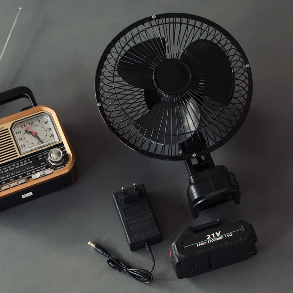 Portable Rechargeable Battery Fan | High-Speed Lithium Fan for Power Cuts & Travel – Pwolimarket