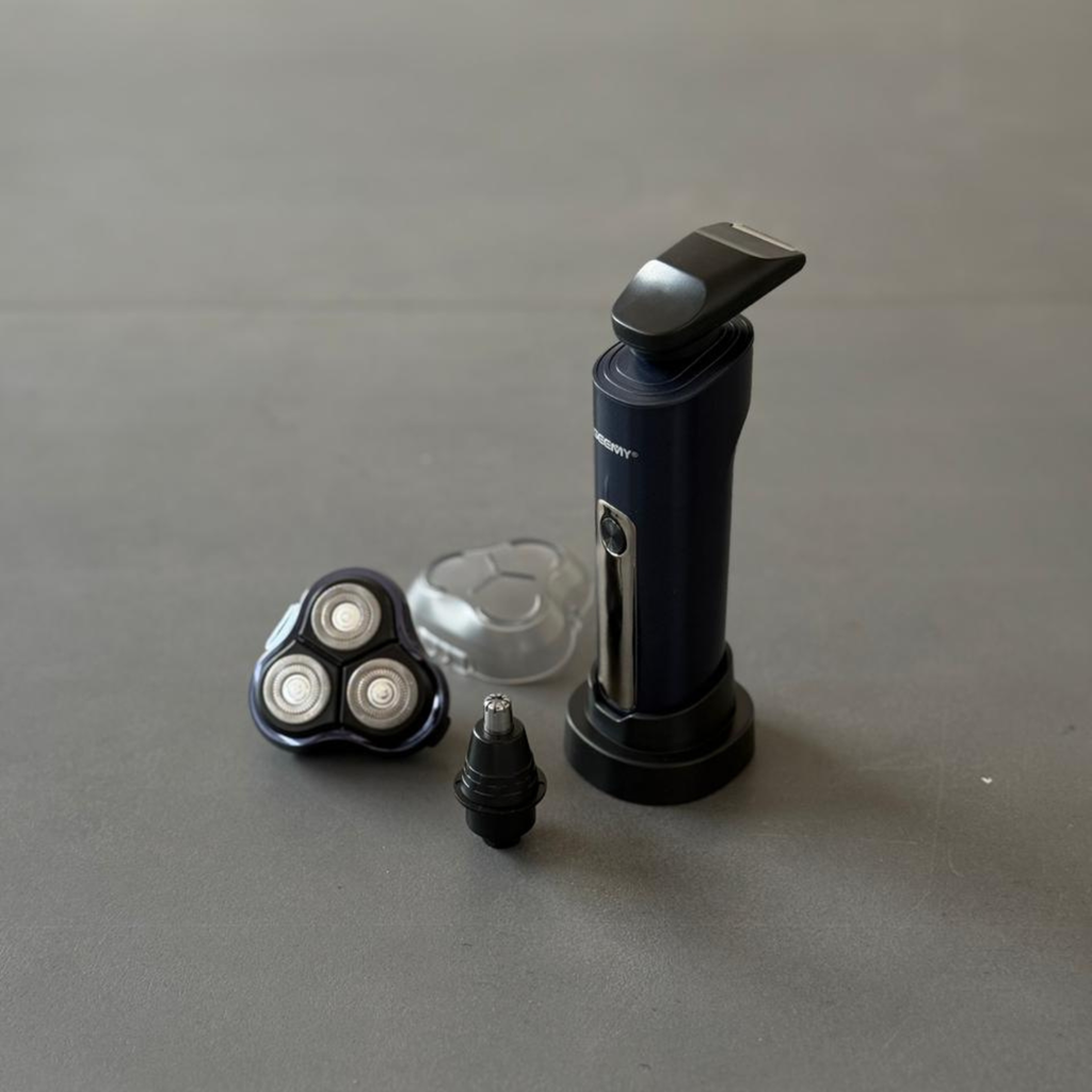 3-in-1 Rechargeable Electric Shaver for Men | Beard Trimmer, Nose Trimmer & Grooming Kit – Pwolimarket