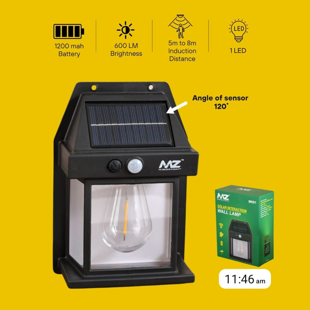 MZ Solar LED Wall Light with Motion Sensor | Outdoor Waterproof Solar Garden & Gate Lamp |Pwolimarket